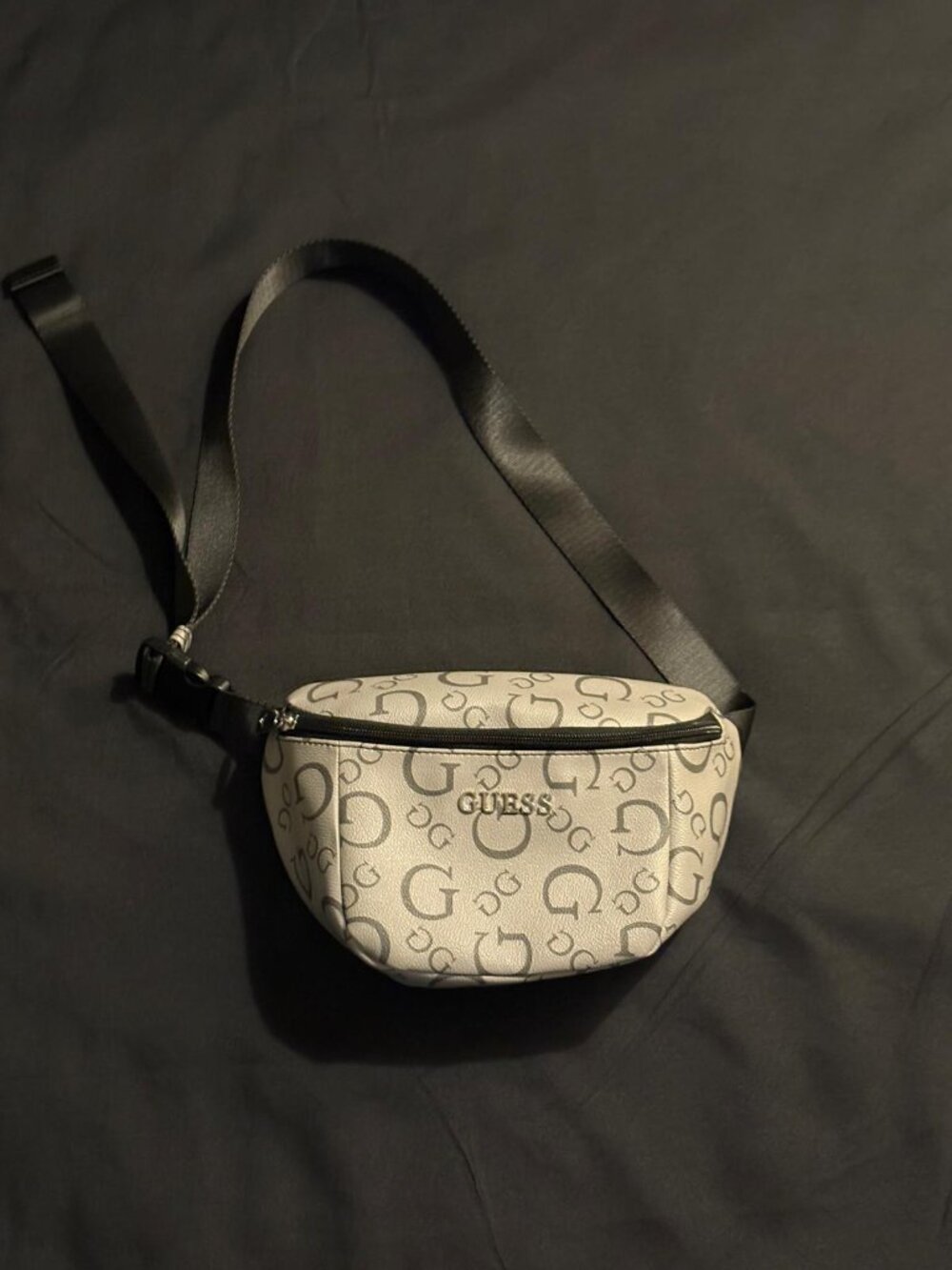 GUESS Light Gray Monogram Belt Bag Crossbody Fanny Pack